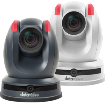 Close-up of a professional video camera at an event