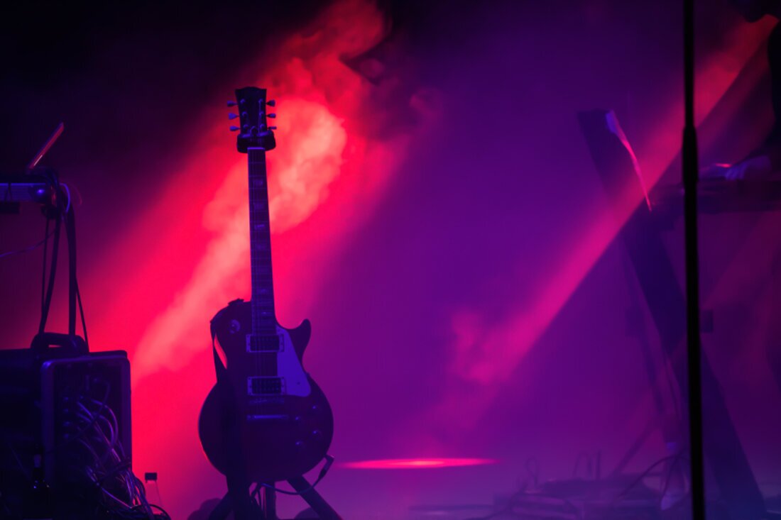 Single LED display on a floor stand at an event